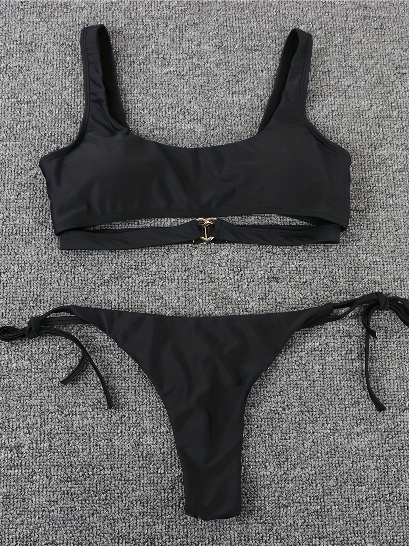  ZAFUL Women's Bandeau Bikini Set Tie Side Swimwear O