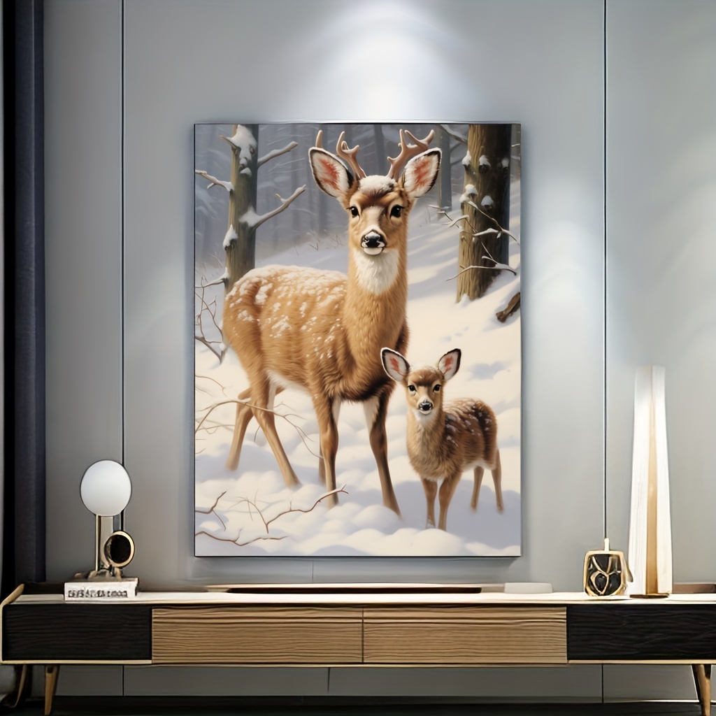 5D Diamond Painting Deer in the Snowy Mountains Kit