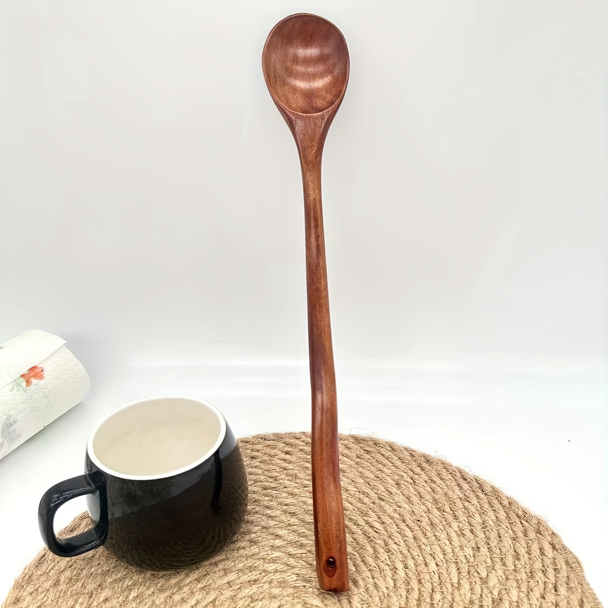  ECOSALL Cuchara de madera grande resistente de 18 pulgadas,  cuchara de cocina de mango largo con una cuchara. Cuchara grande  antiadherente para agitar, mezclar hervir cangrejos cajún, decoración de  pared. Cuchara