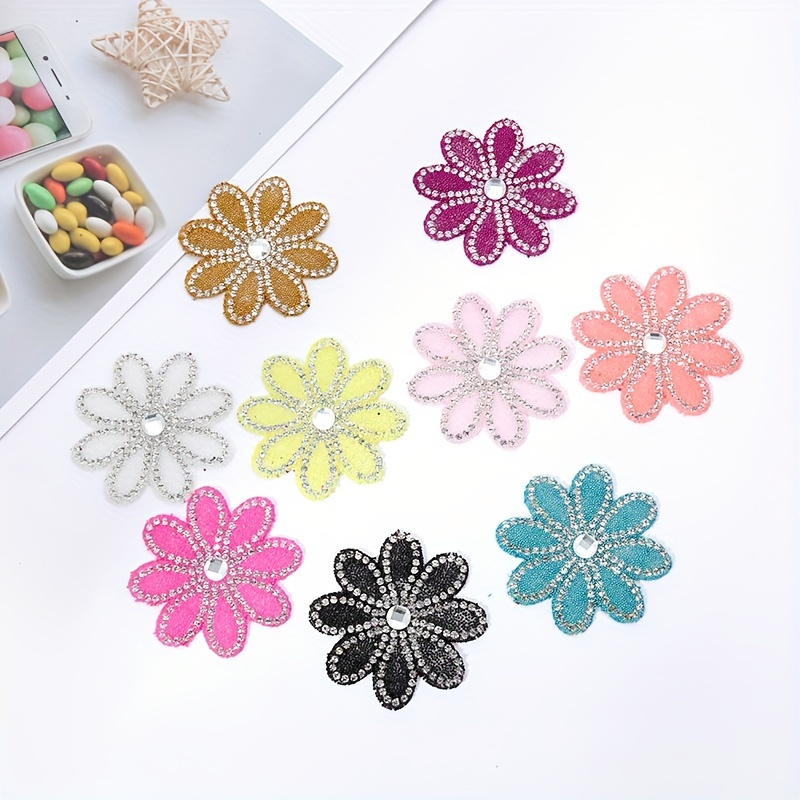 Sequin Flowers in Different Colours Flower Applique Flower Patch With  Rhinestone Multi Color Flower 