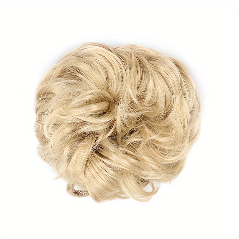 Messy Chignon Hair Extensions Curly Wavy Mixed Blonde Ash Temu