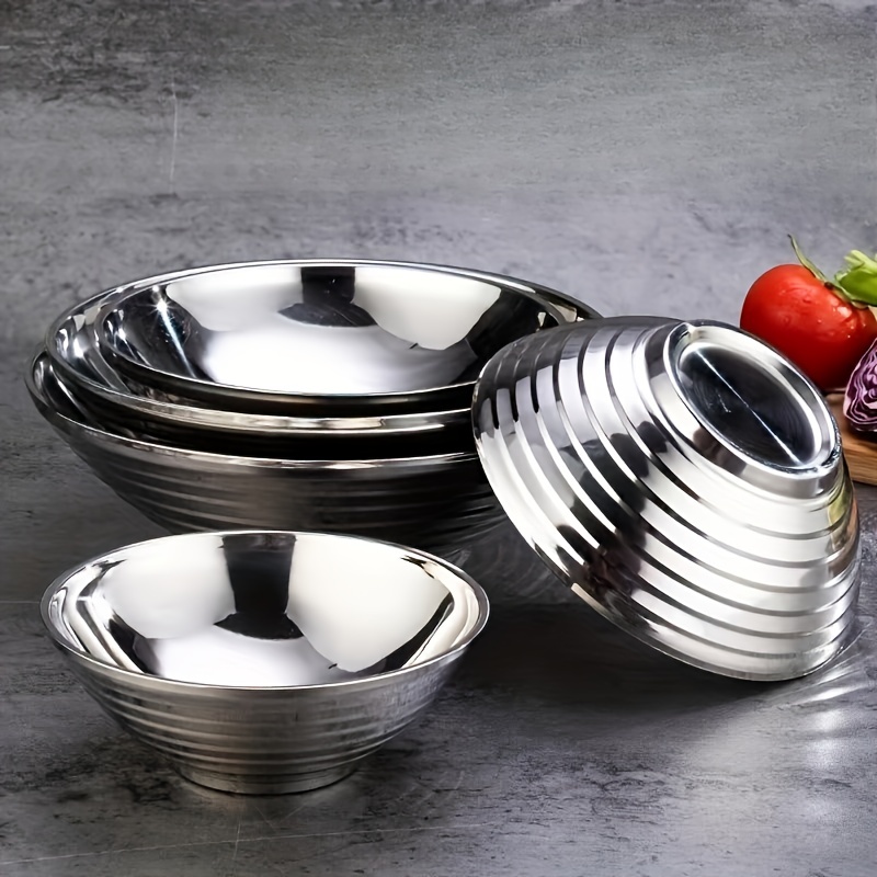 Stainless Steel Bowl Set,Snack Bowls Double-Walled Insulated Soup Bowl, Dinner Serving Bowls Dessert Bowls for Ice Cream, Cereal, Rice - 18cm, Size