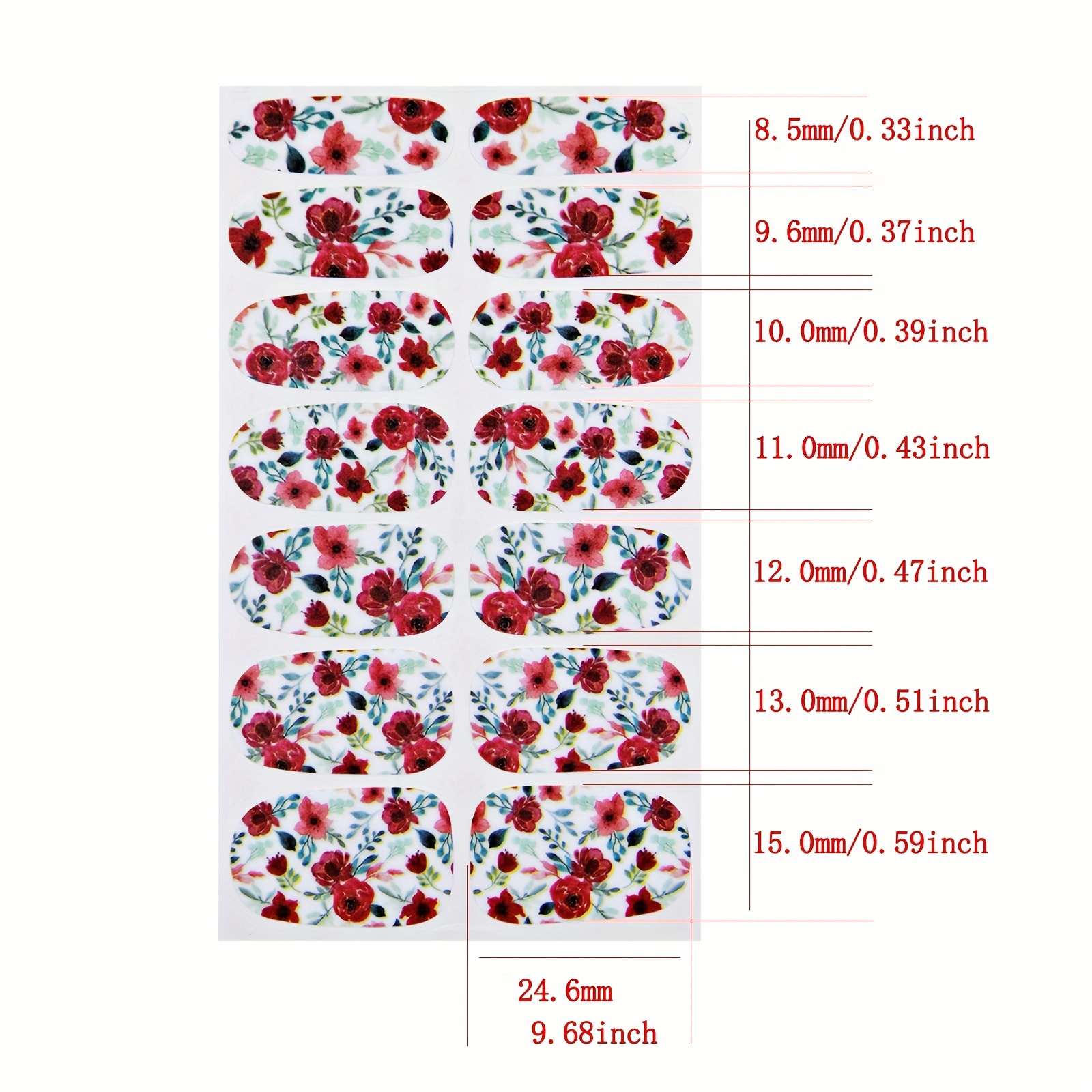 Colorful Flower Nail Decal Strips Self Adhesive Manicure Kit