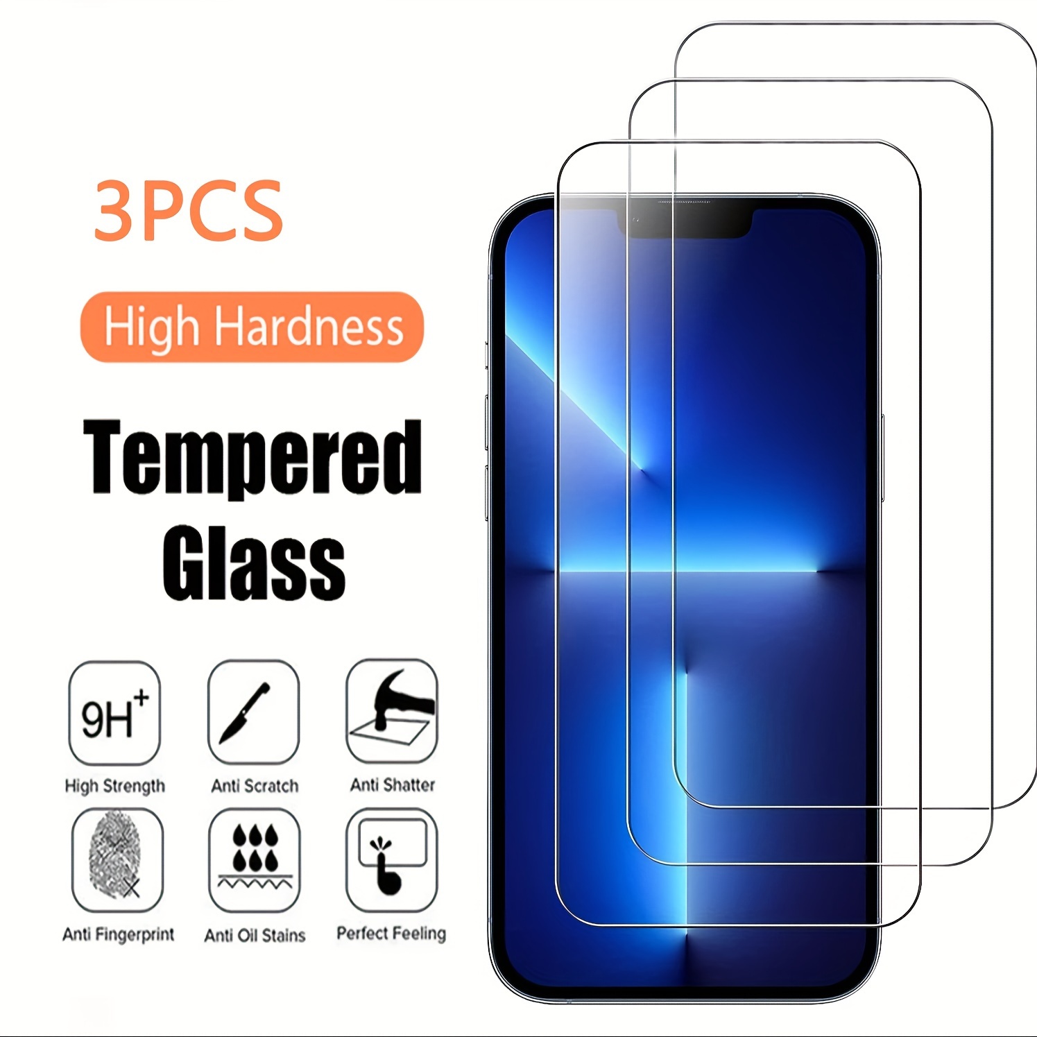 

3pcs Protective Glass For 15 13 Pro Max 12 11 Pro Max 15 Plus Screen Protector Tempered Glass