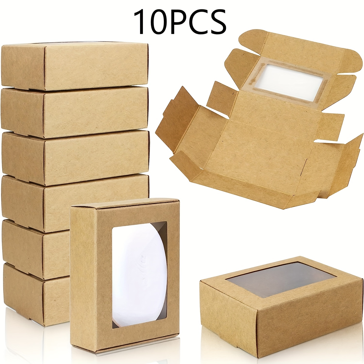 10pcs Mini Paper Box With Window Soap Packaging Box Present Packaging Box,  Treat Box For Homemade Soap Favor Treat Bakery Candy