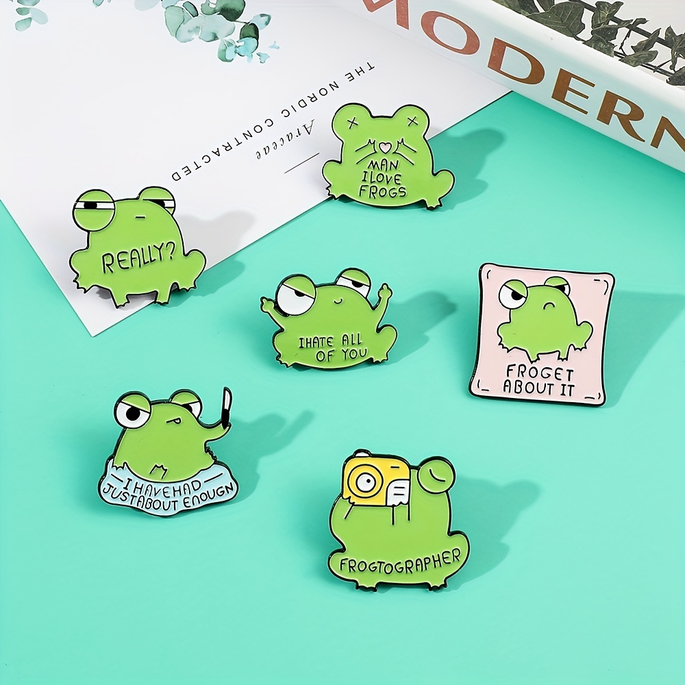 Cute Cartoon Frog Enamel Pins Lapel Pins for Backpack Decorative Briefcase  Badges Brooches for Clothes Accessories Kids Gifts