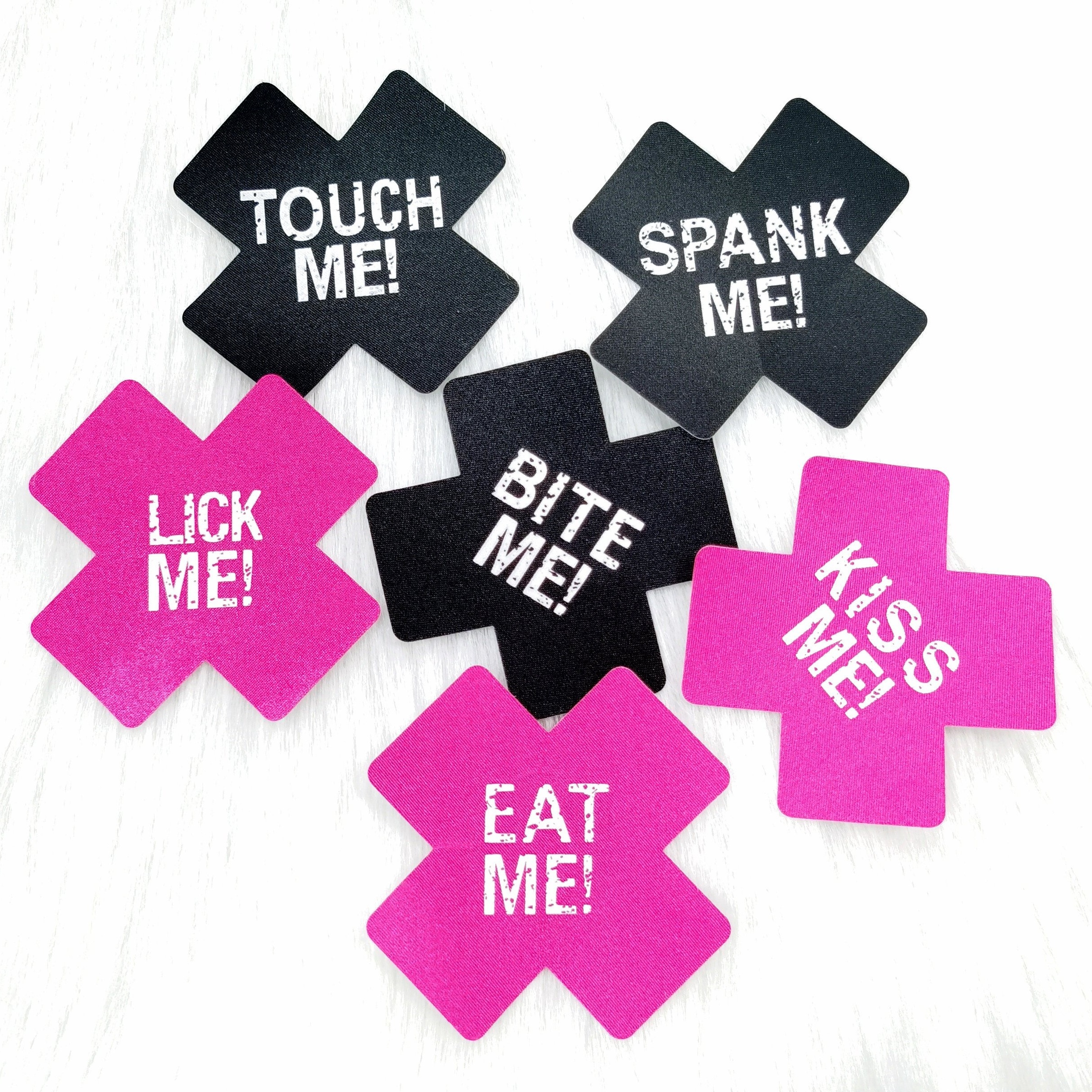Fun Club Pasties Nipple Cover Stickers Message- TOUCH ME- KISS ME + More  Perfect