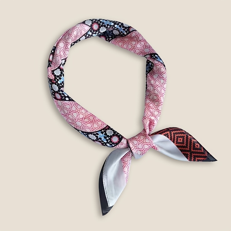 Simulated Silk Printed Square Scarf Women's Head Scarf Multifunctional  Fashion Accessories Hairband Scarf - Temu