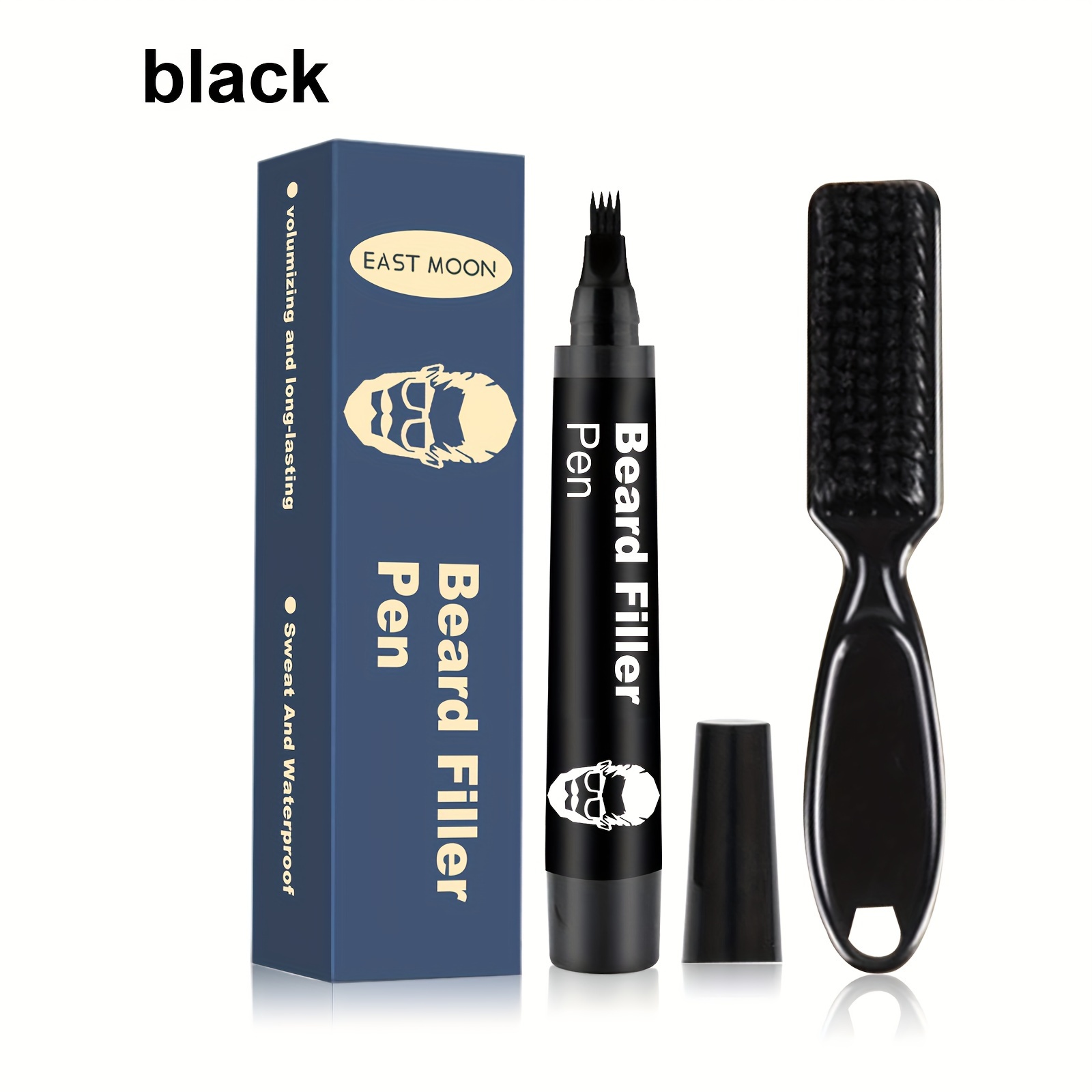 Bolígrafo de relleno para barba 2 en 1 cabezal doble con Ndcxsfigh cepillo  herramientas de peinado masculinas duraderas