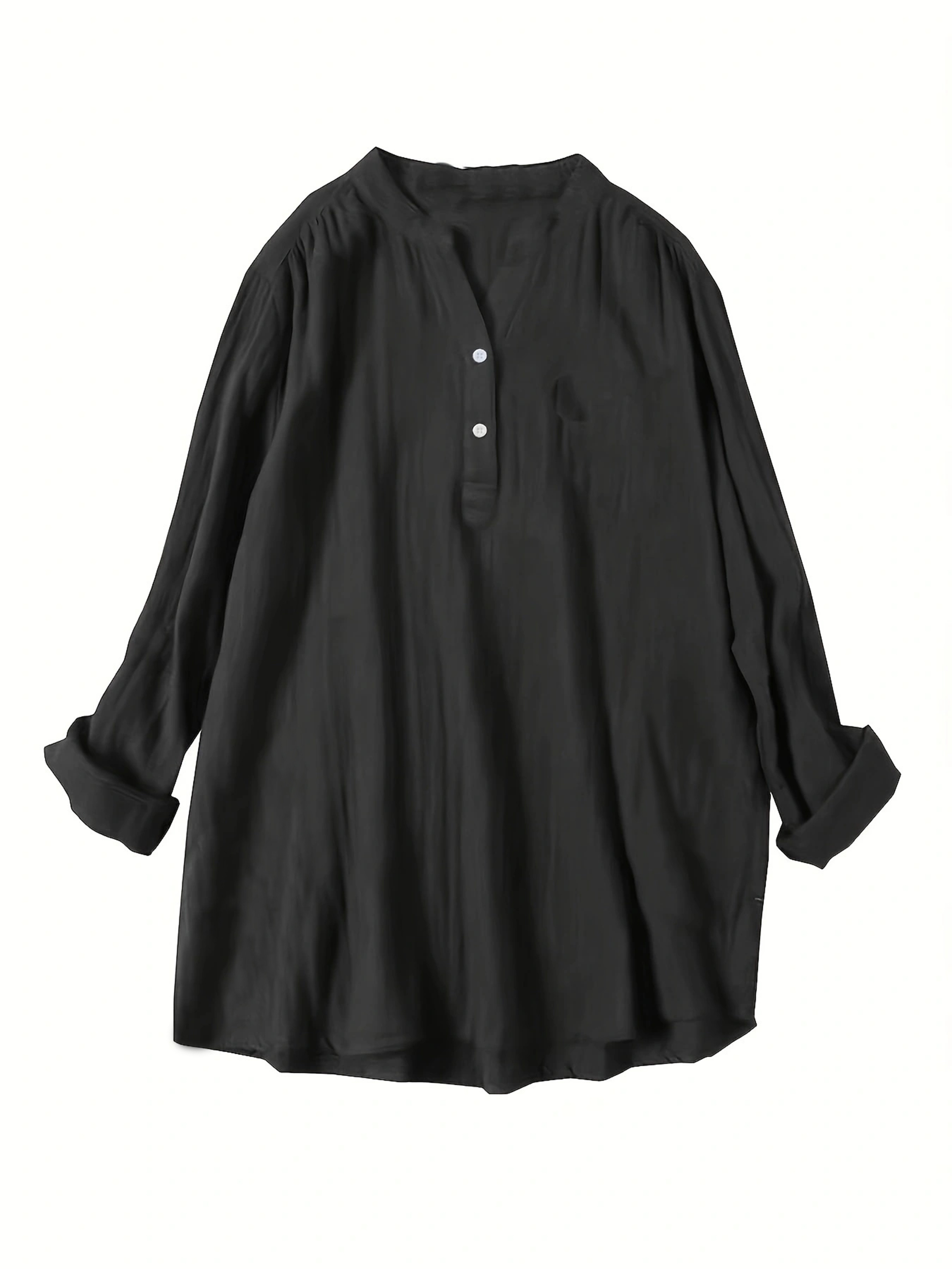 Plus Size Casual Blouse Women's Plus Solid Long Sleeve - Temu South Africa