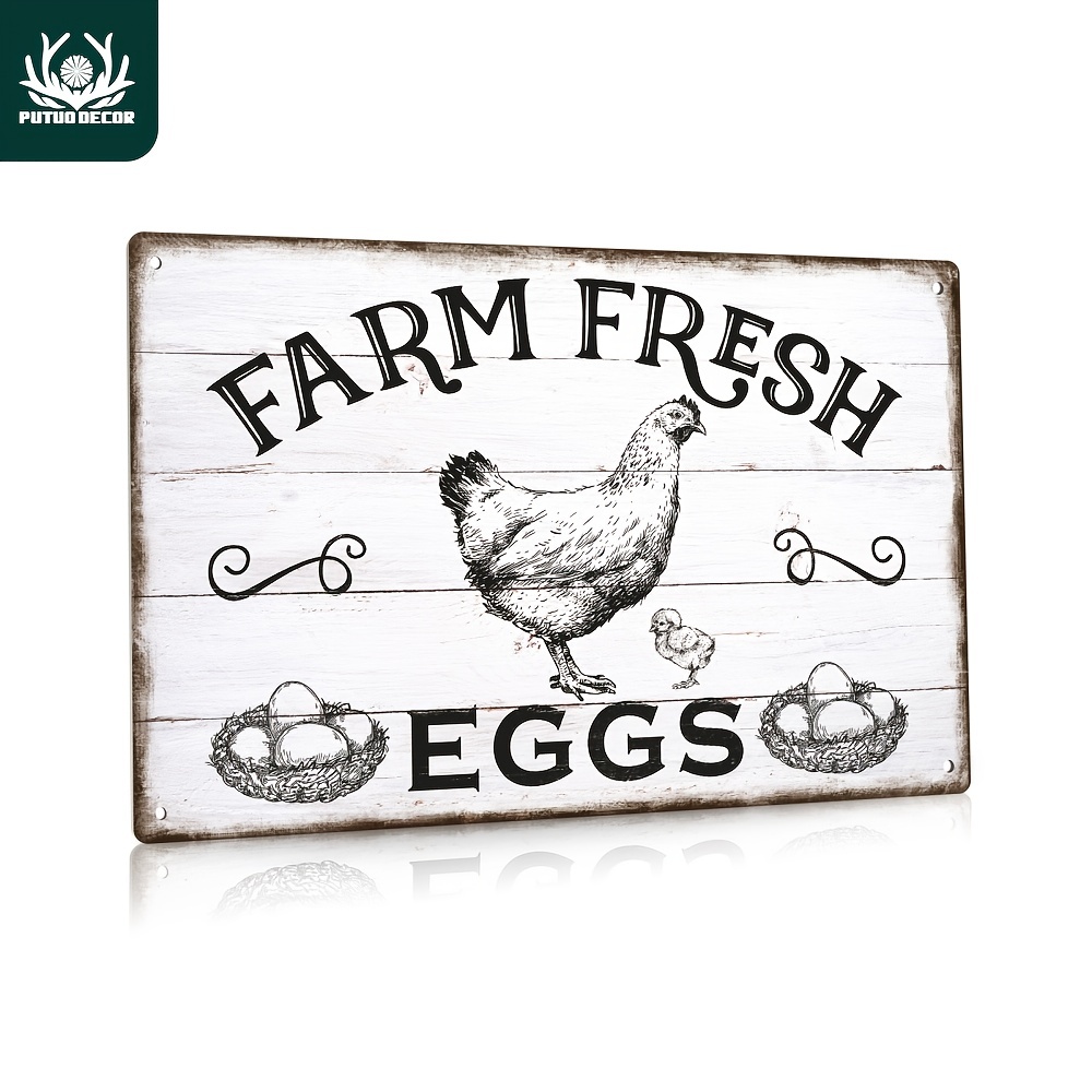 

1pc Chicken Metal Tin Sign, Farm Fresh Eggs, Vintage Plaque Poster Wall Art Decor For Farmhouse Chicken Coop, 7.8 X 11.8 Inches