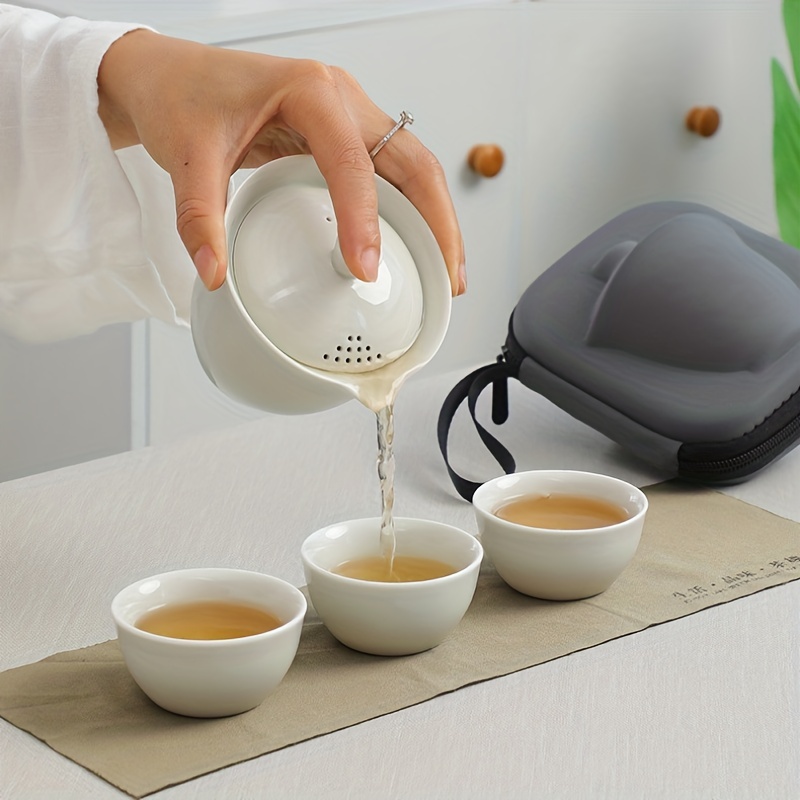 Portable Travel Tea Set With One Pot Three Cups And Tea - Temu