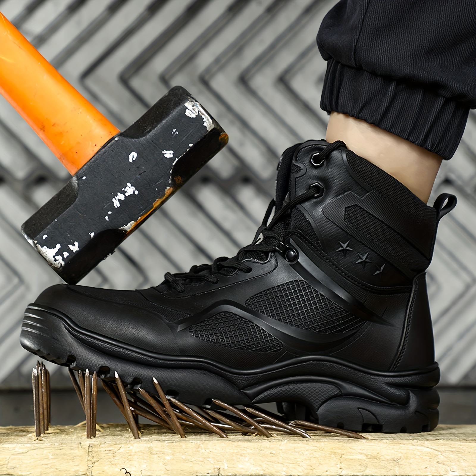 Zapatillas De Trabajo Con Punta De Acero Para Hombres Zapatos De Seguridad  Botas