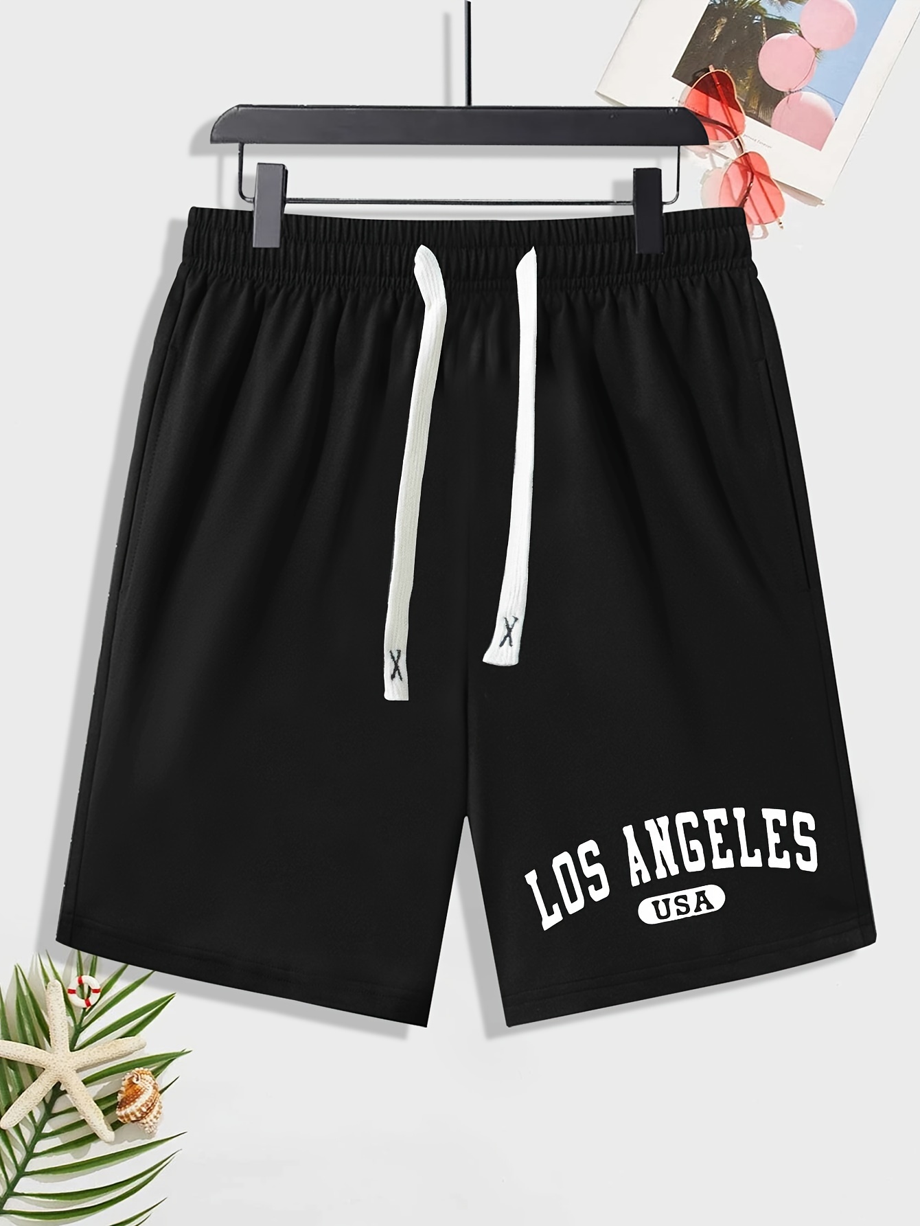 Los Angeles Print Short Leggings Workout Casual Shorts For - Temu