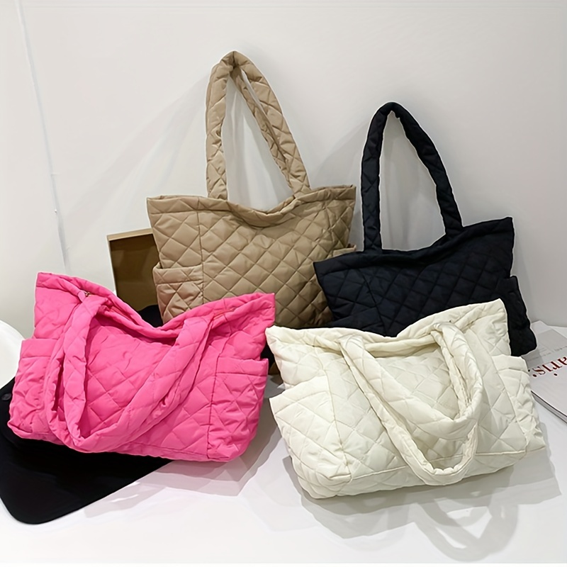 Large Puffer Tote Bag, Women Puffy Quilted Tote Bag Purse, Trendy Padded  Shoulder Handbag - Temu