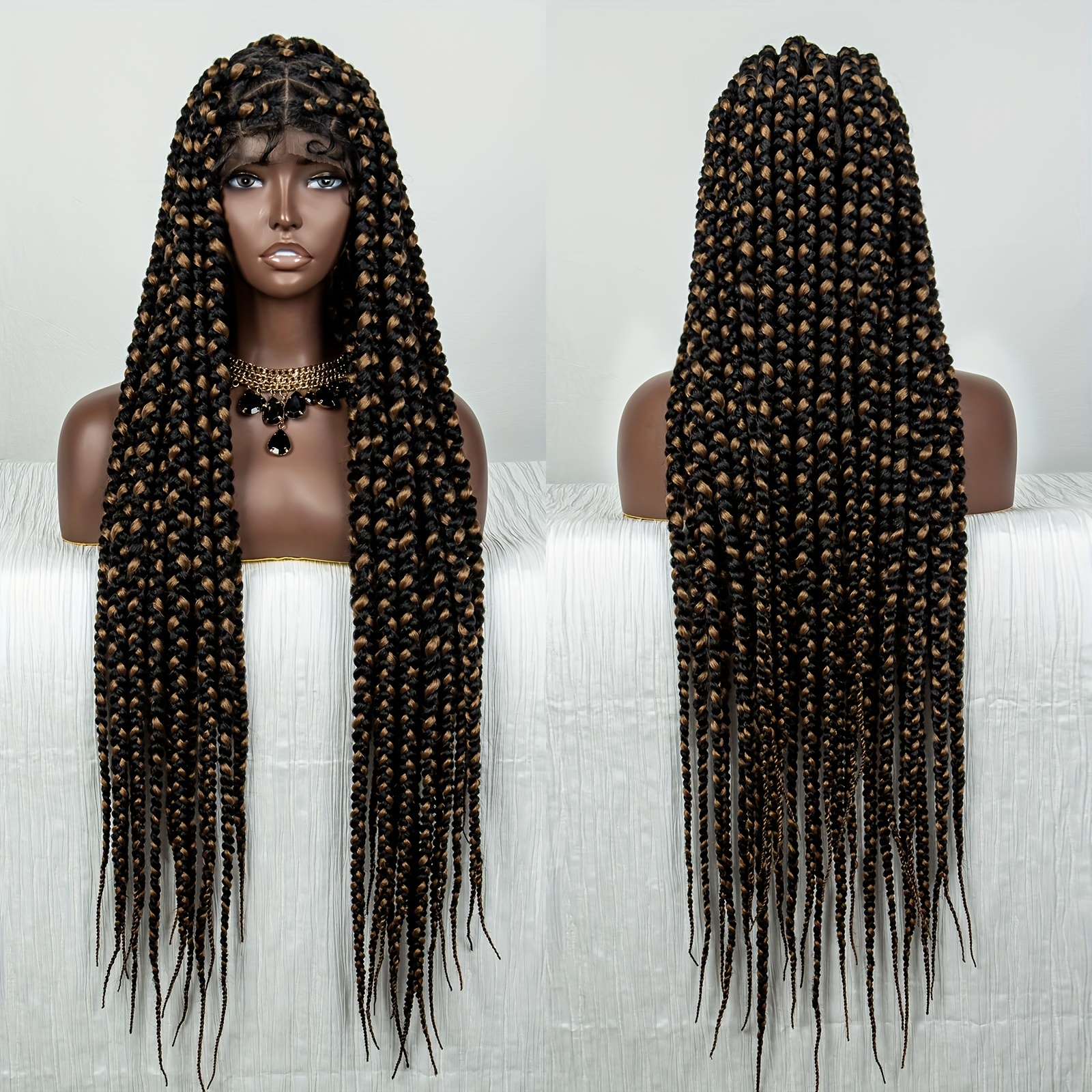 Synthetic Braided Wigs Full Lace Box Braids Wigs Women - Temu