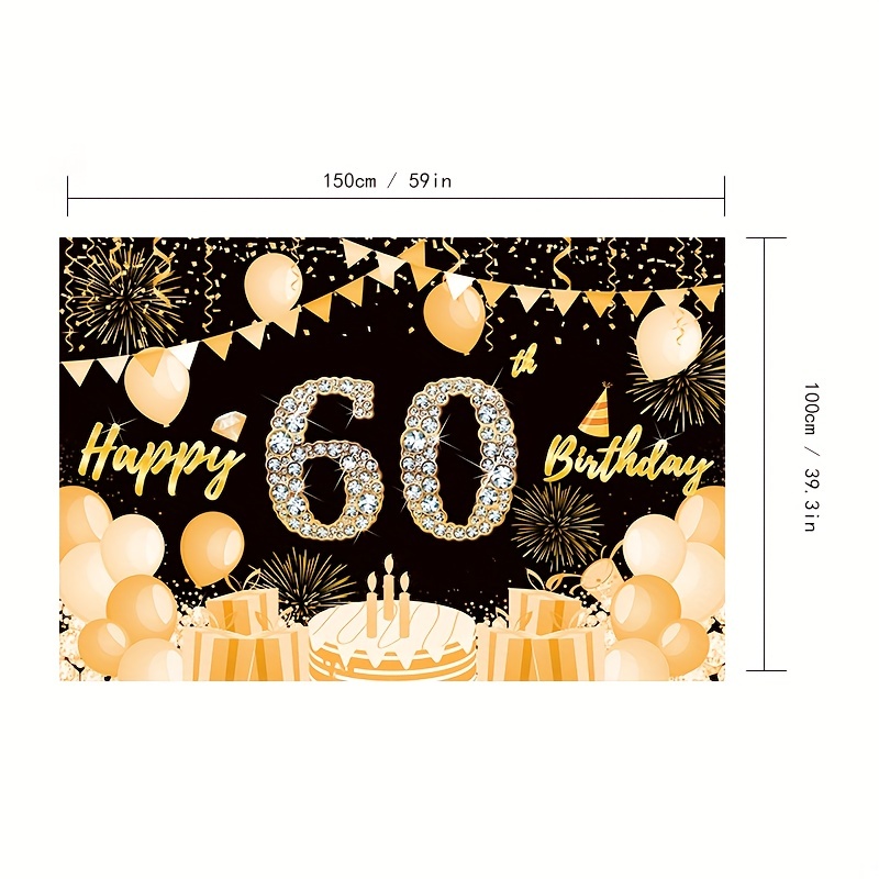 Decoraciones de cumpleaños número 60 para mujer, pancarta de feliz  cumpleaños 60 de oro rosa, decoraciones de fiesta de cumpleaños 60 con  números de
