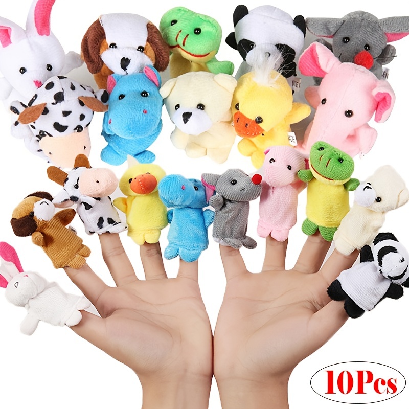 Buy 10pcs Cartoon Animal Finger Puppets Soft Velvet Dolls Props Toys