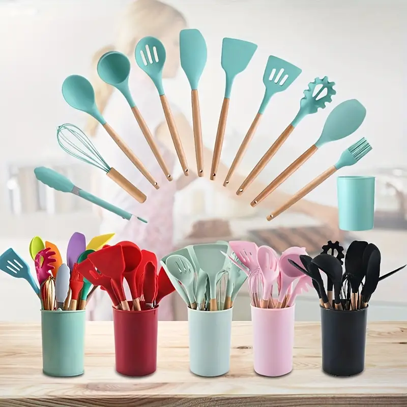 Non-stick Silicone Kitchen Utensil Set - Includes Slotted Spatula, Cooking  Soup Spoon, Colander Spoon, Whisk, Pasta Spoon, Tongs, Oil Brush, Cream  Spetula, And More - Perfect For Easy And Healthy Cooking - Temu
