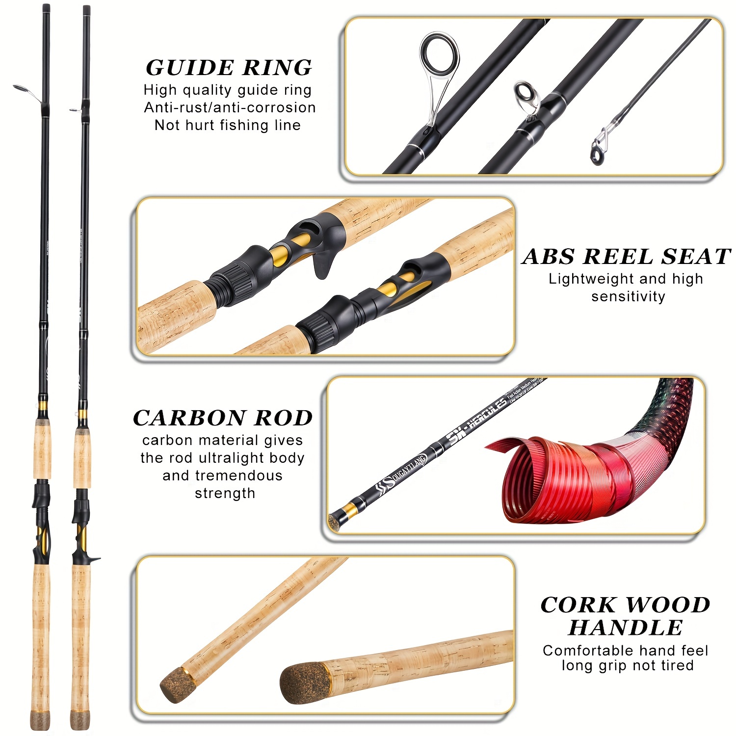 2 Sections Fishing Rod Cork Handle Perfect Bass Salmon - Temu Philippines