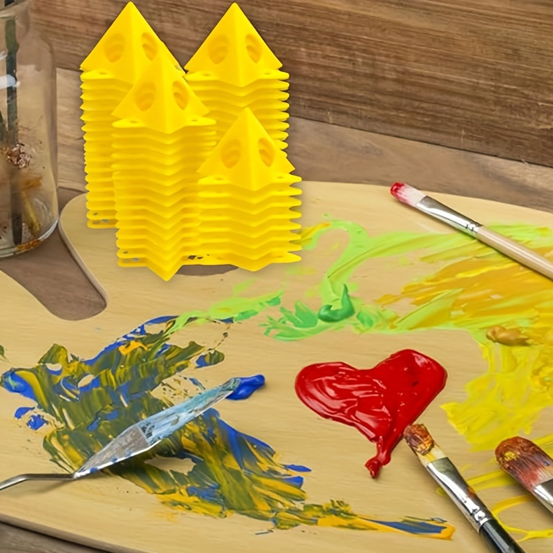 10pcs/set Painting Pyramids Stands Mini Triangular Canvas Stand Triangle  Paint Pads Feet Wood Work Tools Accessories Yellow