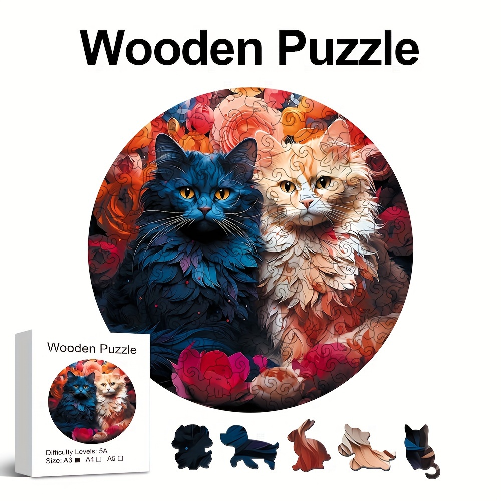 Puzzle en bois Chat pour adulte, Grands puzzles en bois animaux