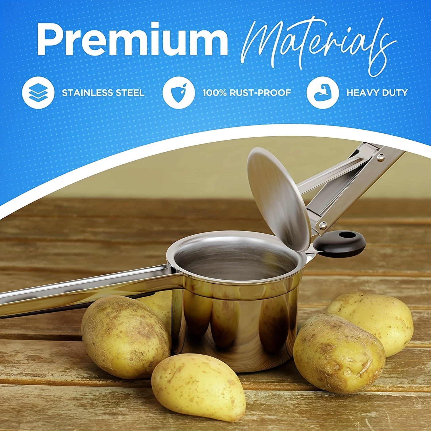 Potato Press Made Of Stainless Steel, Spaetzle Press Potato Masher Set For Mashed  Potatoes