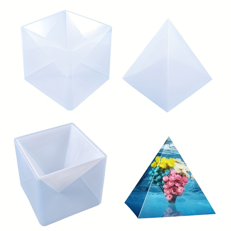 

1set Diy Big Pyramid Resin Mold Large Silicone Pyramid Molds Jewelry Making Craft Mould Tool With 1pc Inner 1pc Outer Shell Silicone Mold