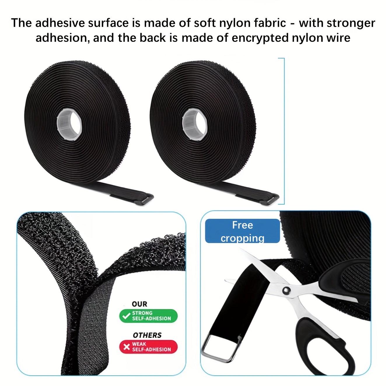 Velcro Cable Straps Multifunctional Nylon Fastening Strap Tape Wire  Organizer Cord Management Strap Tool for Fishing