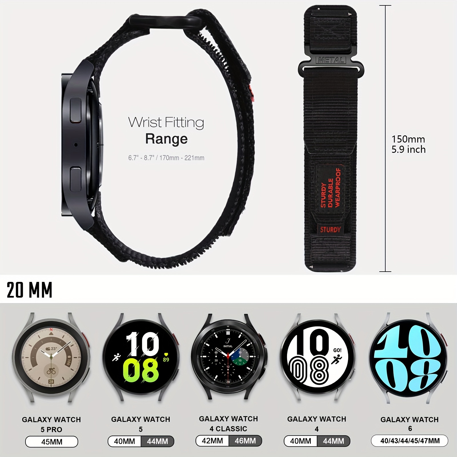 CLASSIC Band for Samsung Galaxy Watch 4, 5, and 6