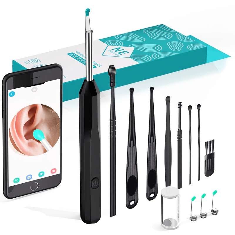 Digital Otoscope WiFi Earpick Camera Visual Endoscope, Ear Scope with 19  Ear Cleaner Tools for iOS, Android - 100E