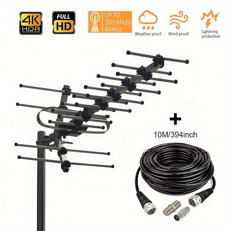 

Hd Digital Tv Antenna, Long Range Smart Tv Antenna, Supports 4k 1080p Hd Smart Tv, Included For Attic Or Outdoor, Weather Resistant