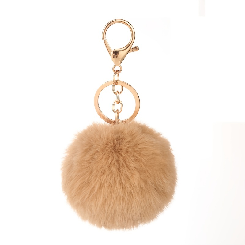 Soft Artificial Rabbit Fur Keychain Plush Ball Key Ring Cute Pom Pom Bag  Charm for Women Girls Porte Clef Pompon De Fourrure