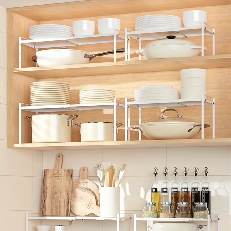 Kitchen Cabinet Storage Shelves Plates Dishes Chopping Board Storage Rack  Bowl Cup Holder Multifunction Kitchen Closet Organizer (2 PCS L)