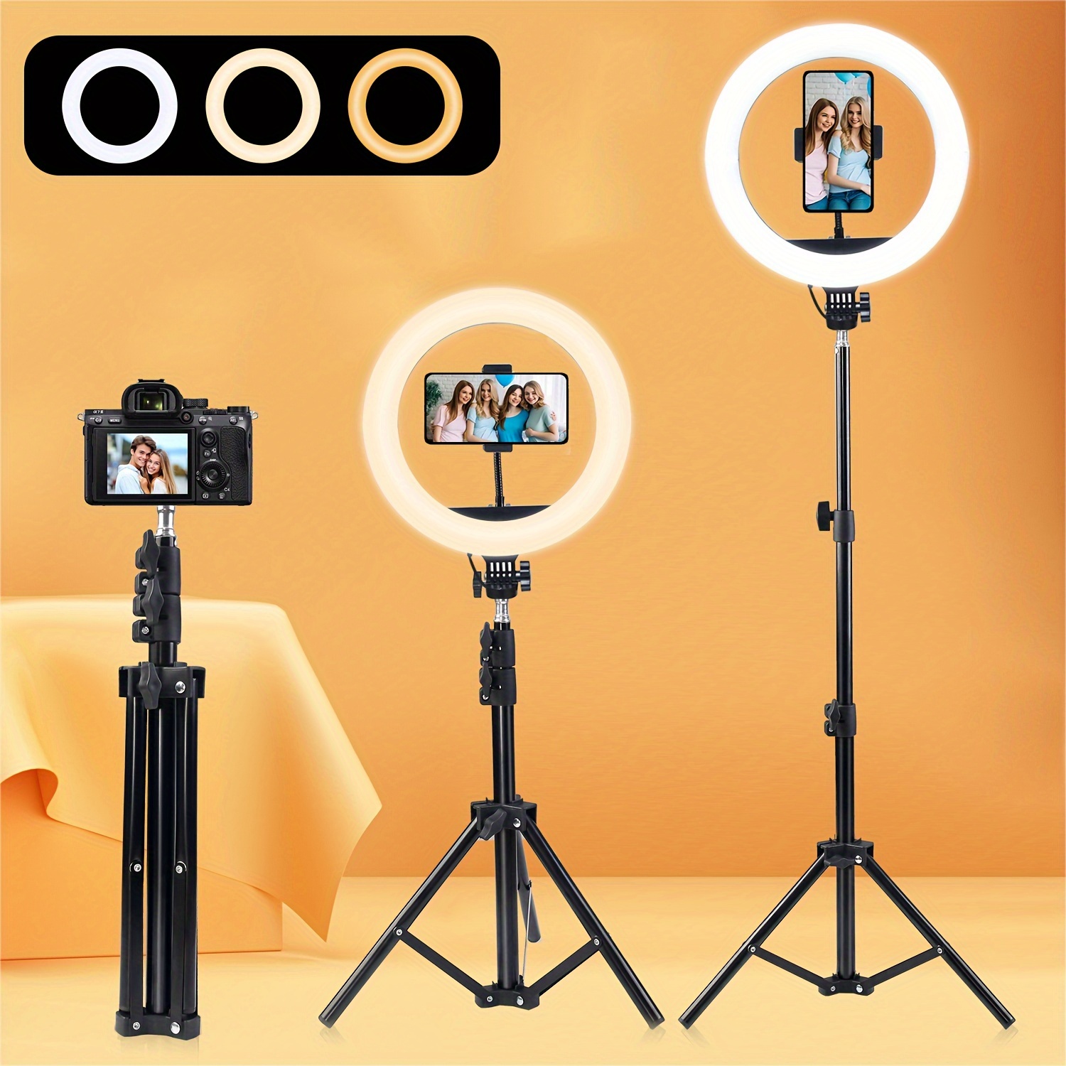 Folding Selfie Ring Light Aluminum Alloy Tripod Suitable - Temu