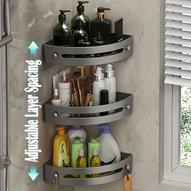 Plastic Shower Corner Pole Caddy Bathroom Wall Storage Rack Holder
