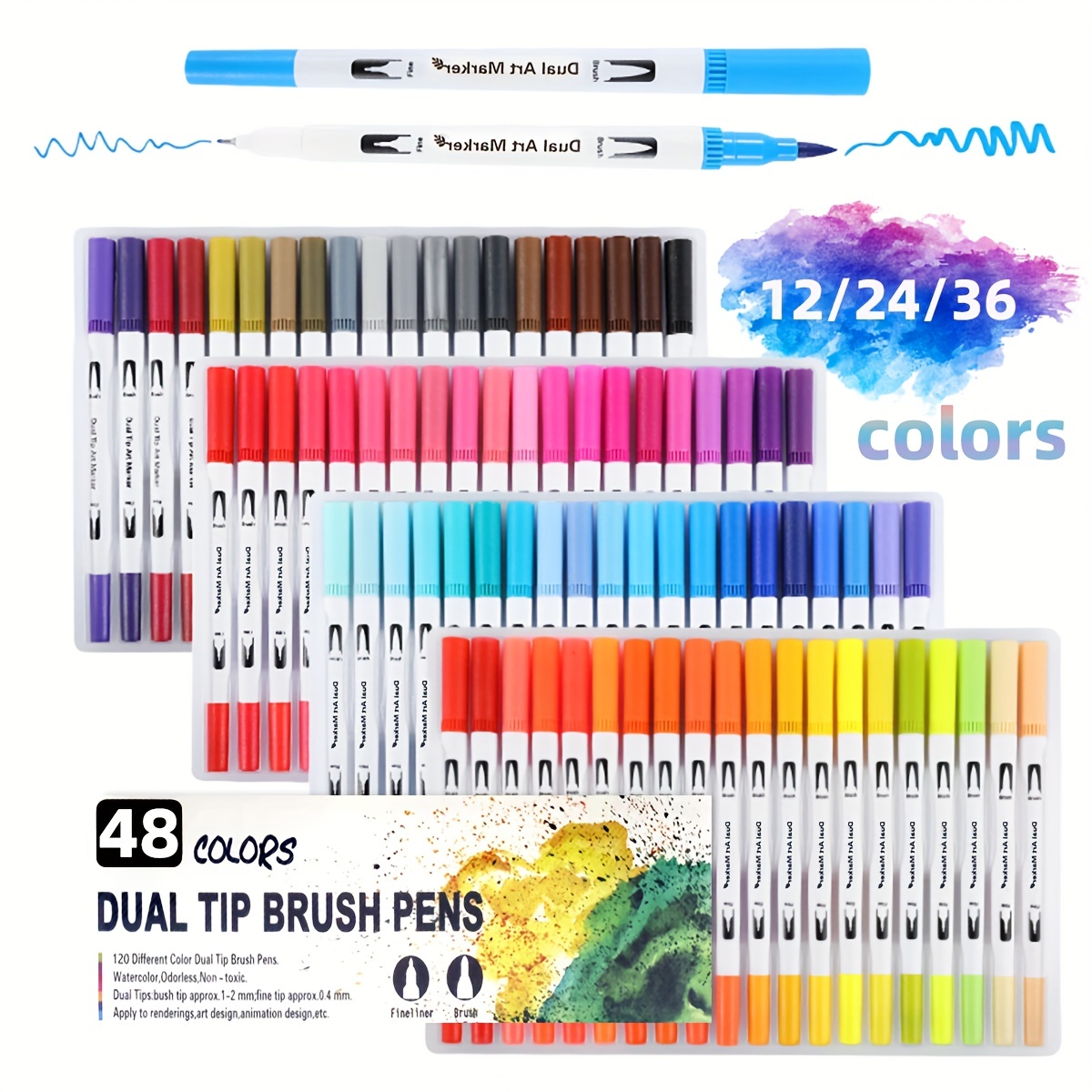 35 Dual Markers Pen for Adult Coloring Book, Coloring Brush Art Marker,  Fine Tip Colored Pens for Kids, Bullet Journaling Drawing Planner