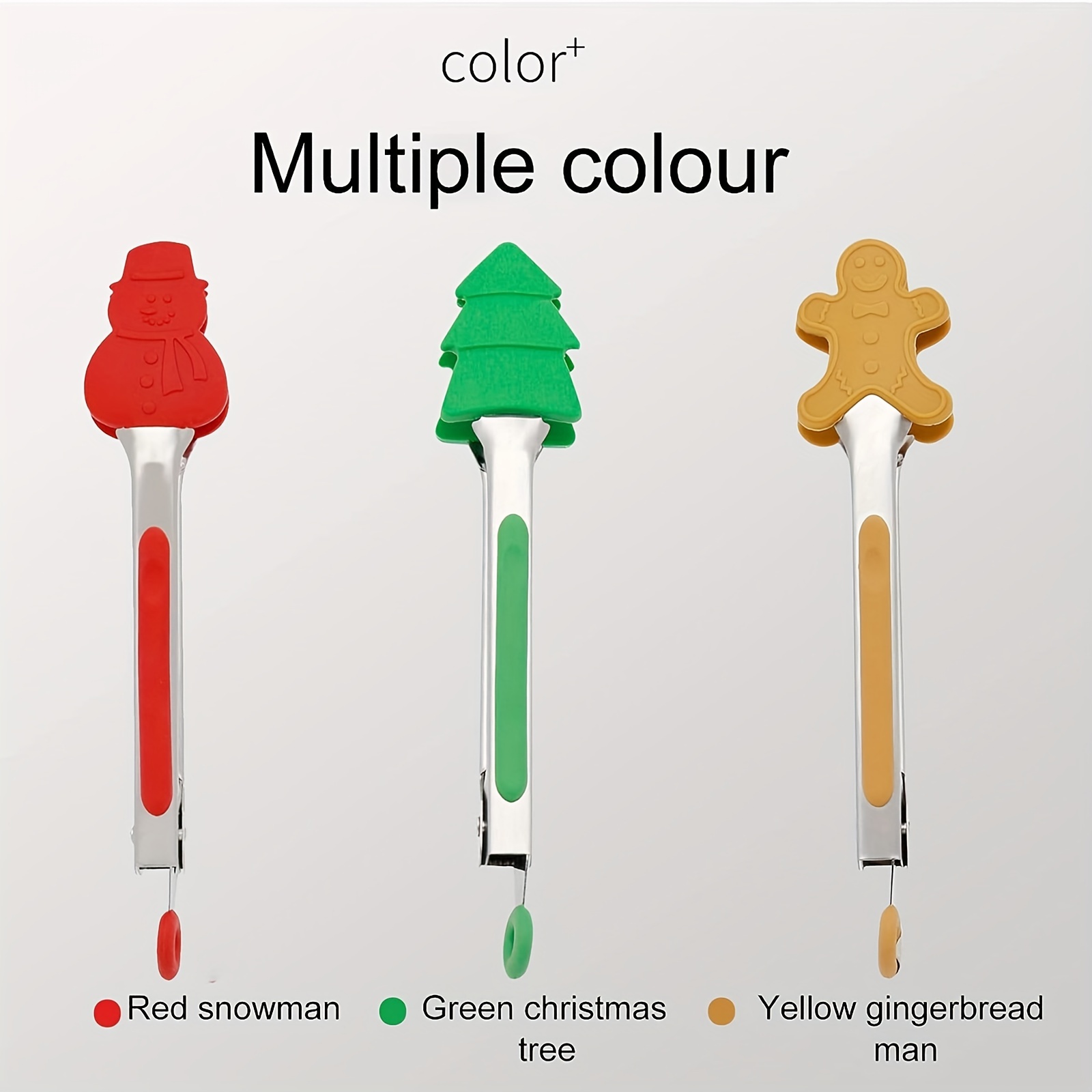 Non slip Christmas Theme Silicone Tongs With Stainless Steel - Temu