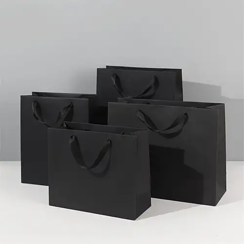 Black Gift Bags 8 Design Options 4 Pack Medium Size Gift Bag With Tissue  Paper 
