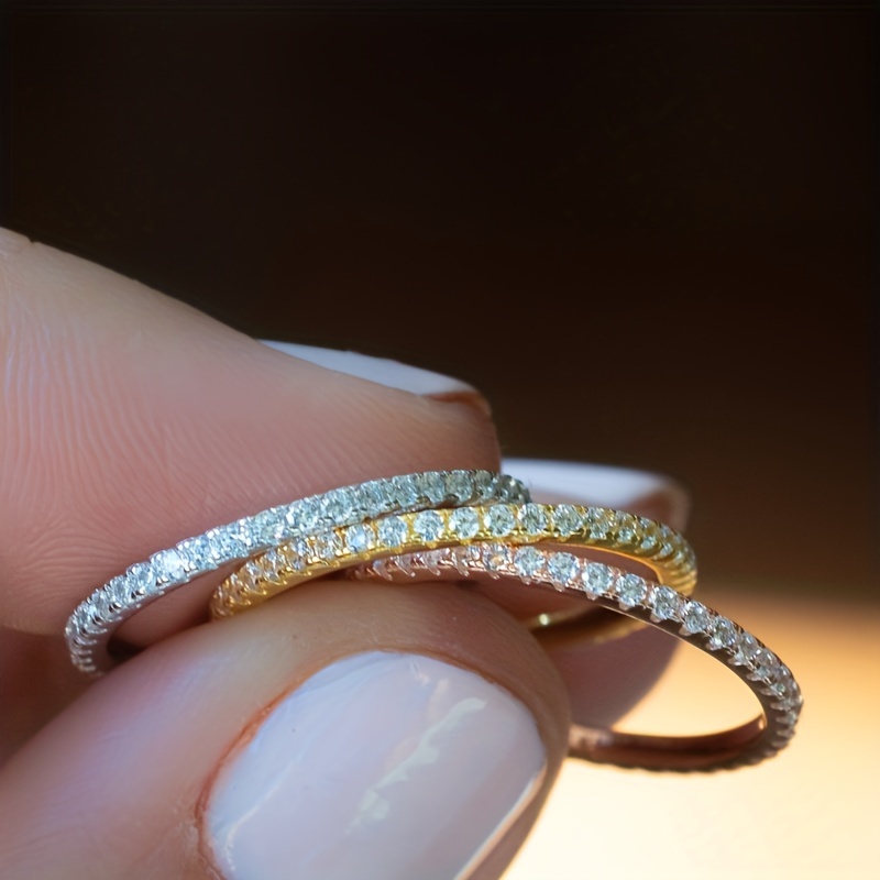 Zircon Inlaid Sparkly Finger Ring