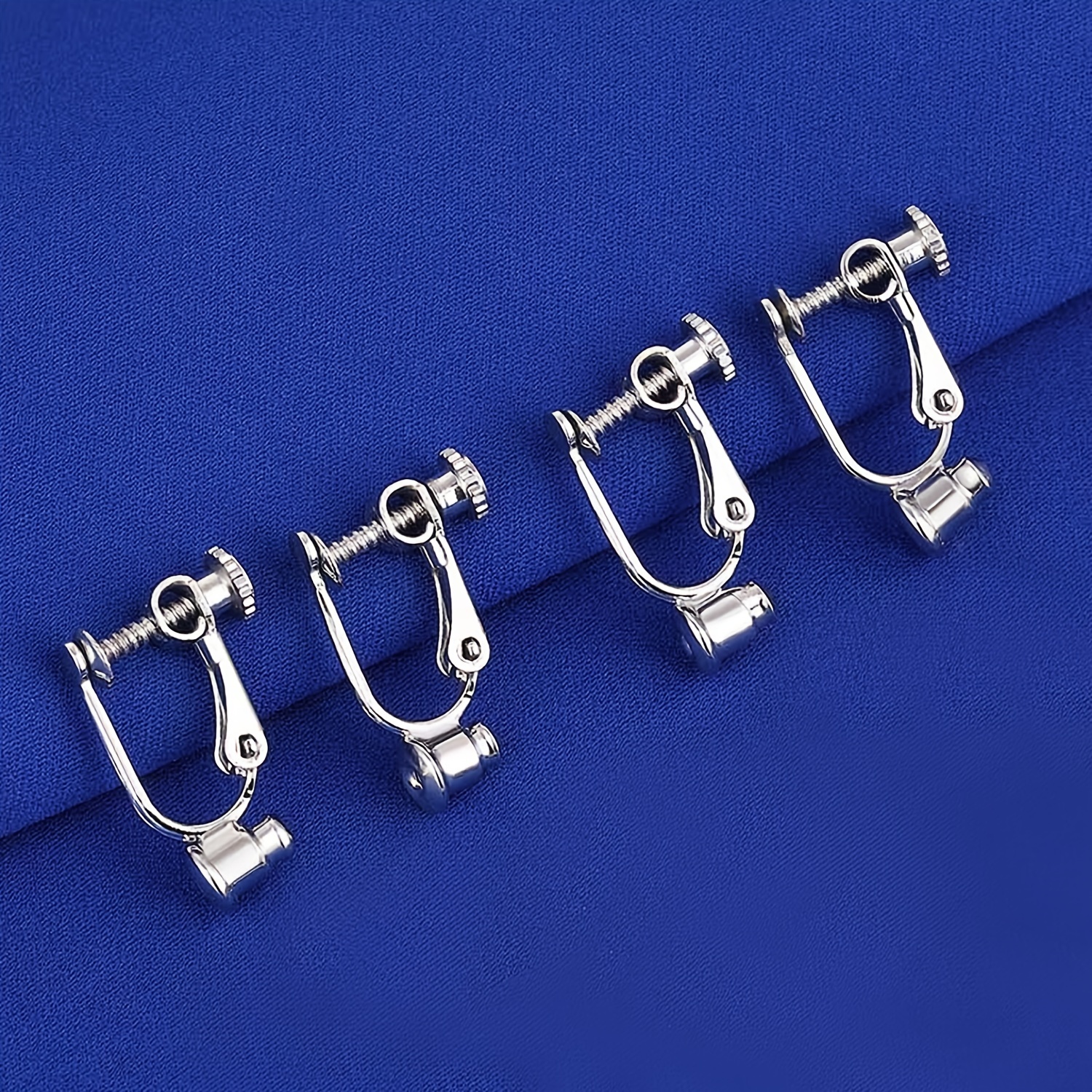 Earring hooks, ear wires, short with loop for jewelry making, Silver, 3  pair