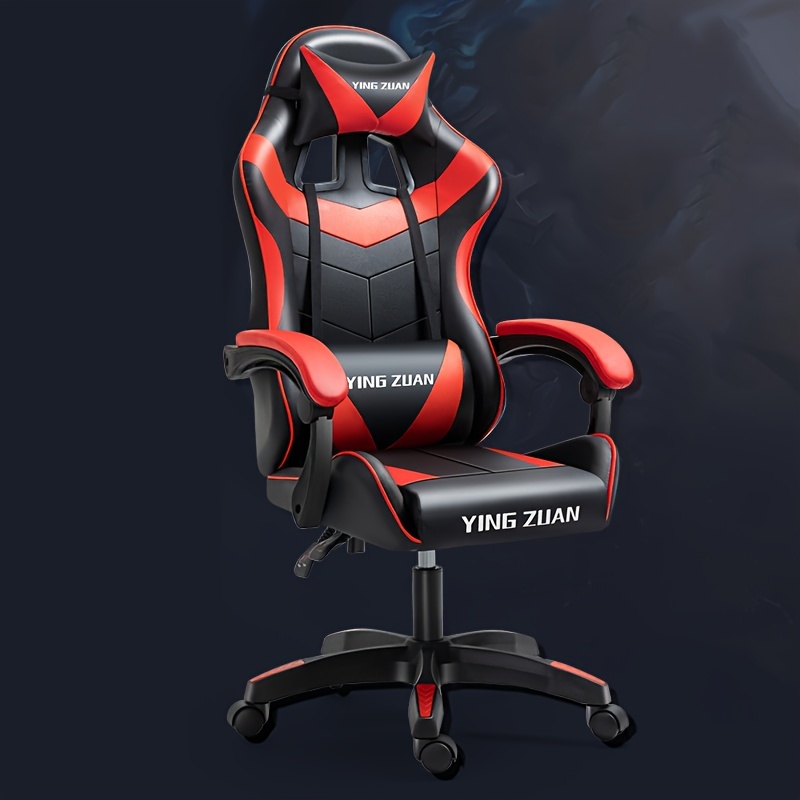 Sedia da ufficio professionale Gaming Racer Rosso, Sedia con braccioli,  supporto e cuscino lombare (Tessuti sintetici, inclinazione e altezza  regolabili, braccioli regolabili, regolabili a 180º)