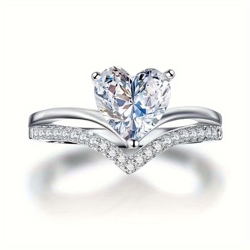 Coquette Style Promise Ring Inlaid Heart Shape Zirconia - Temu
