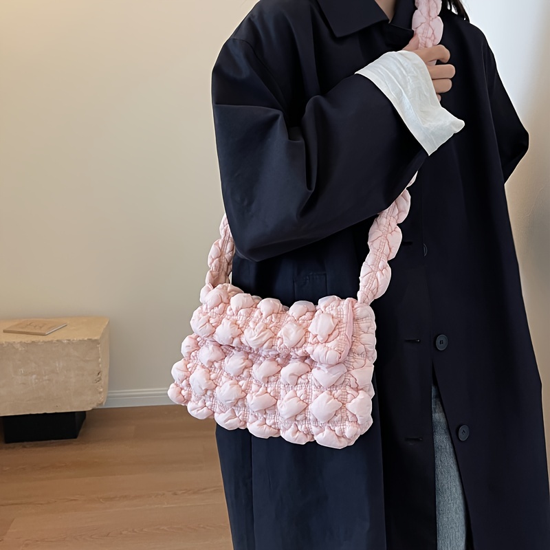 Lightweight Solid Ruched Bag Casual Quilted Handbag