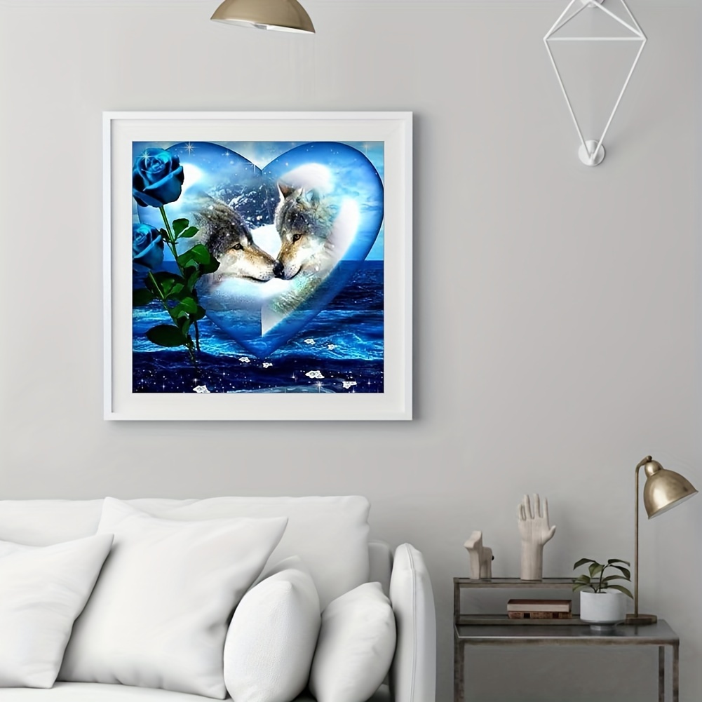 Frameless Diy 5d Diamond Painting Set Love Wolf - Temu