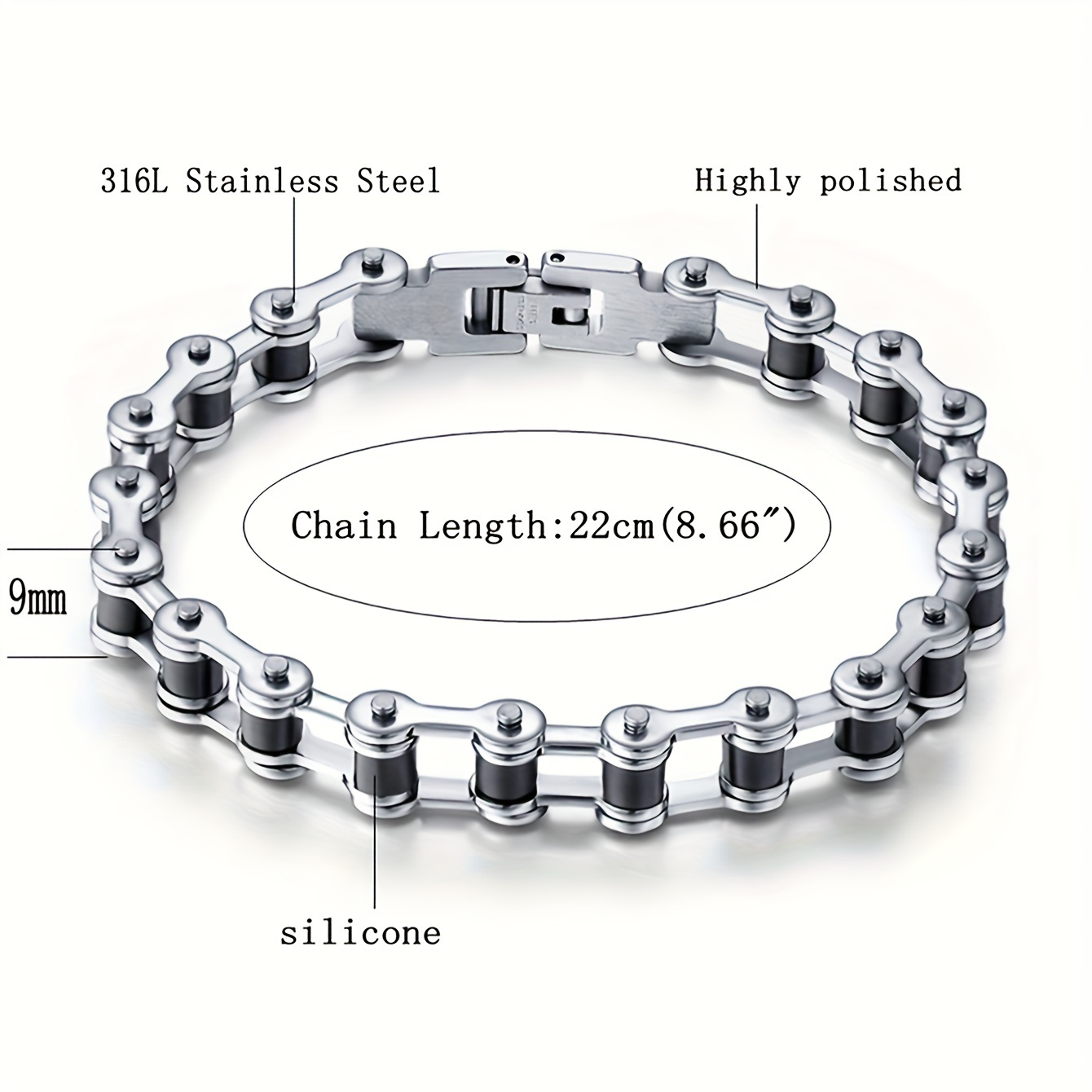 Stainless steel clearance motorcycle chain bracelet