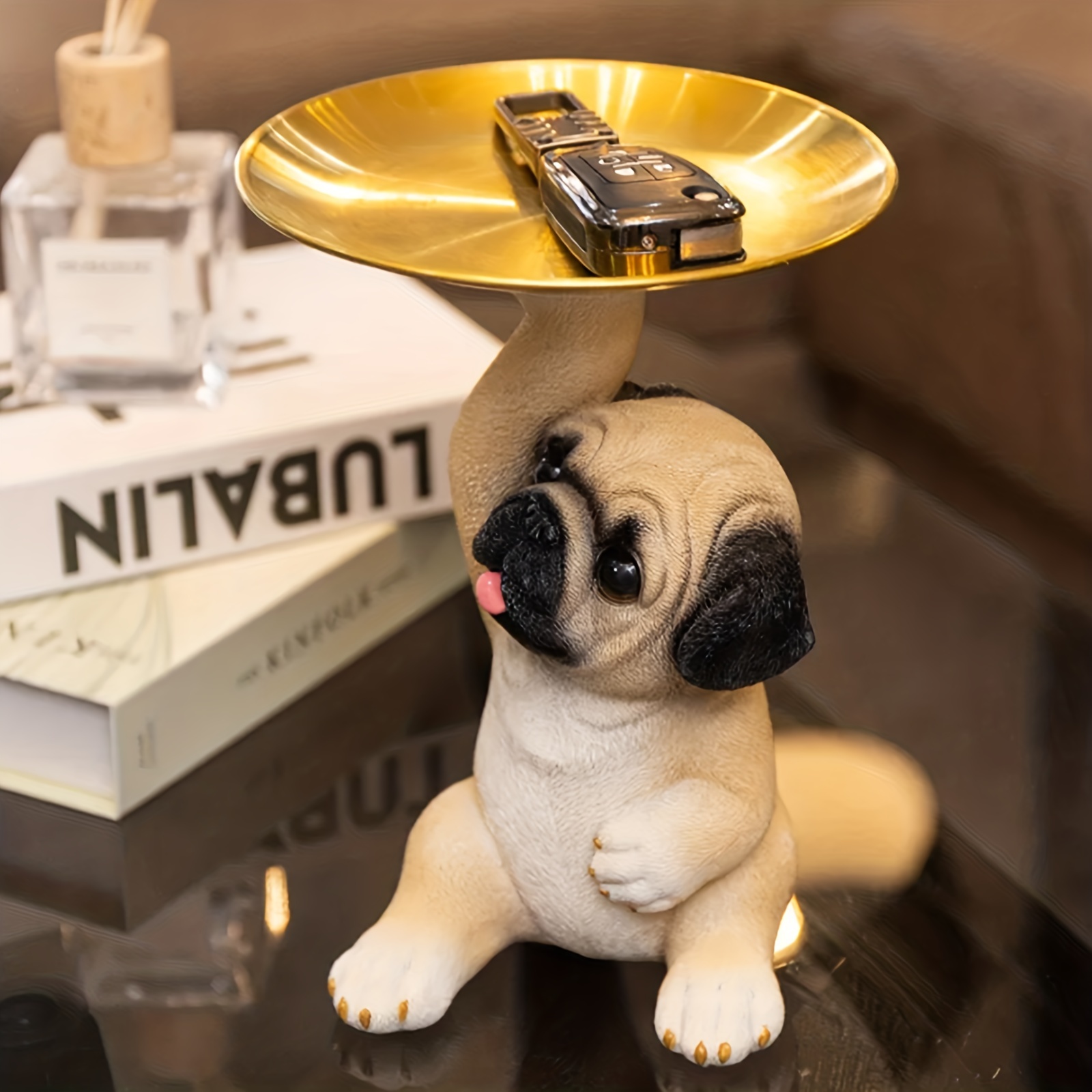 Pug Dog Holding a Christmas Present Ornament