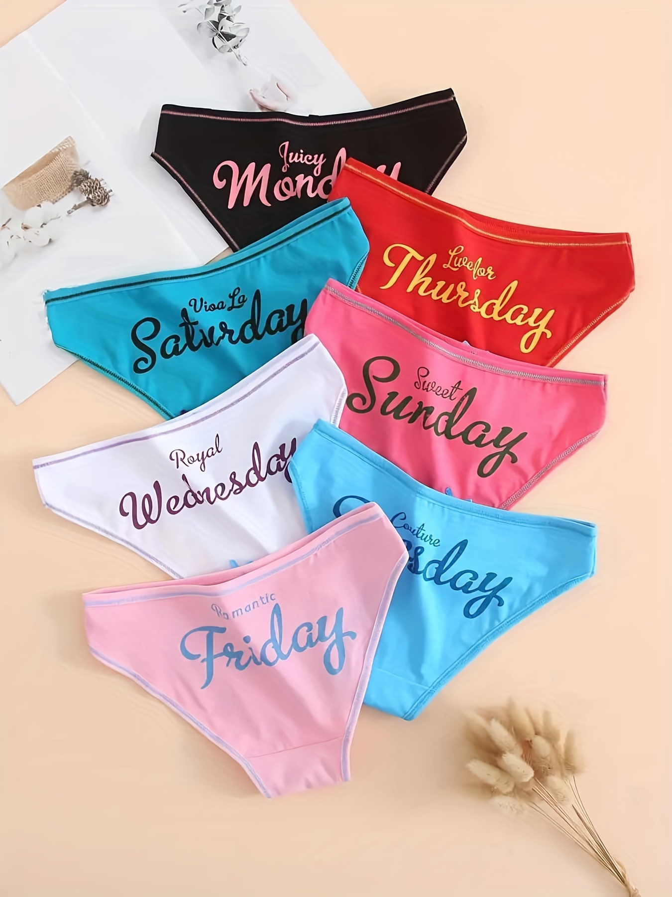 Letter Print Briefs Soft Breathable Bow Tie Intimates - Temu