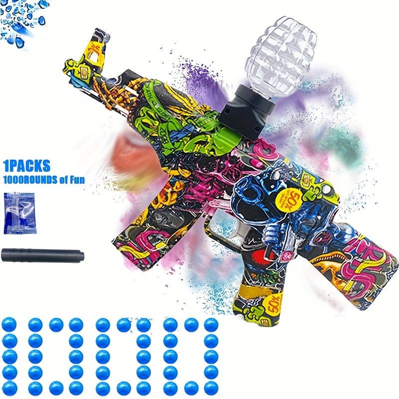 Hot Selling Electric With Gel Ball Blaster AKM 47 Water Guns With 1000 Water Gel Balls Splatter Ball Blaster For Outdoor Activities Shooting Team Game Gift For Boys And Girls Summer Essentials