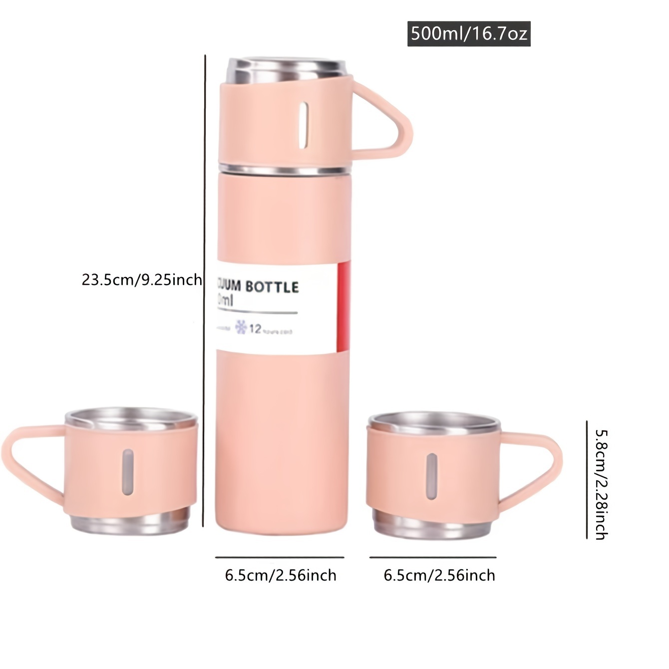 Vacuum Flask 500ml/17.6oz Insulated Flask Double Walled Vacuum Flask  Stainless Steel Thermo Bottle with Cup for Coffee Tea Hot Drink and Cold  Drink Travel Mug 